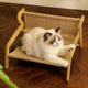 Rest & Scratch Cat Scratcher Bed for Cats - Wood Frame Woven Fabric Striped Beige