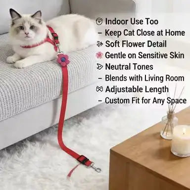 Safety Pet Car Seat Belt: Adjustable, Flower Accent