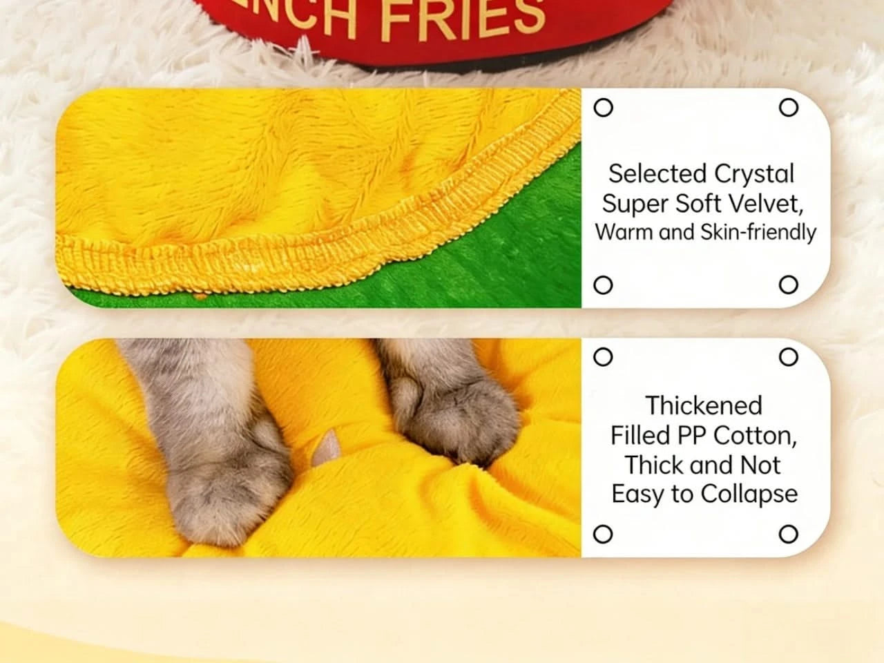  Fun Pet Bed for Cats, Burger Shape, Soft Fabric,  Food Themed, All-Season