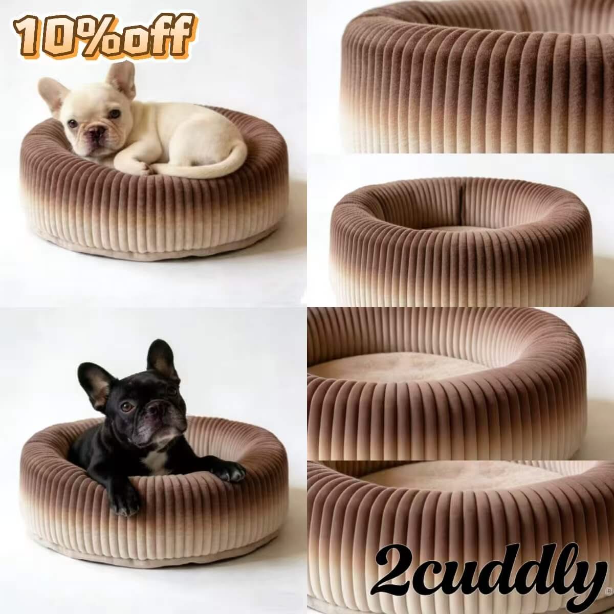 Elegant-Bedroom Pet Bed for Dogs - Round, Ombre Corduroy, Gradient Design, Luxury Feel
