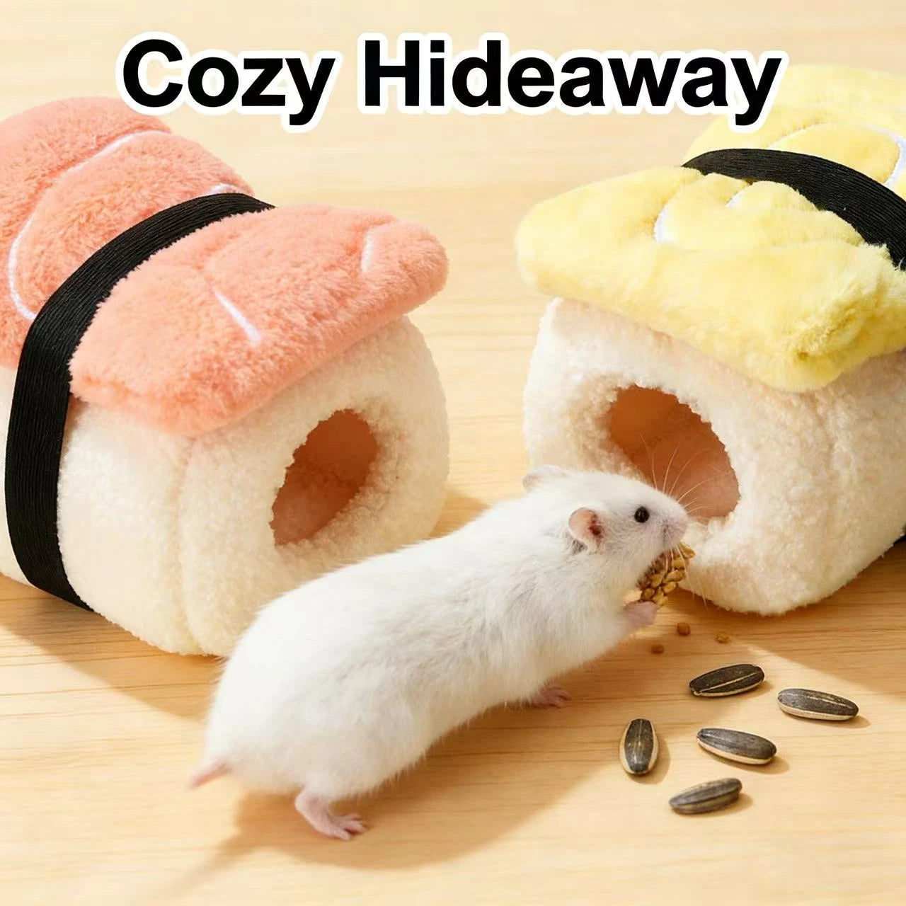 Moisture-Proof Warm Hamster Nest for Hamsters - Sushi-Shaped Plush Material Winter-Ready