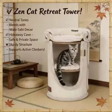 Multi-Layer Cat Scratcher House: Rest & Scratch, Hideaway, Soft Surface (Beige)