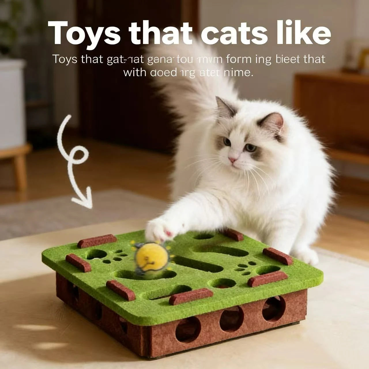 Interactive Play Cat Toy for Cats - Maze-Style Multi-Tunnel Foam Green-Brown