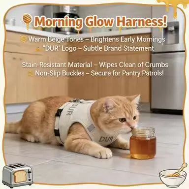 Escape-Proof Cat Harness & Leash: Breathable Fabric, Minimalist Design (Beige)