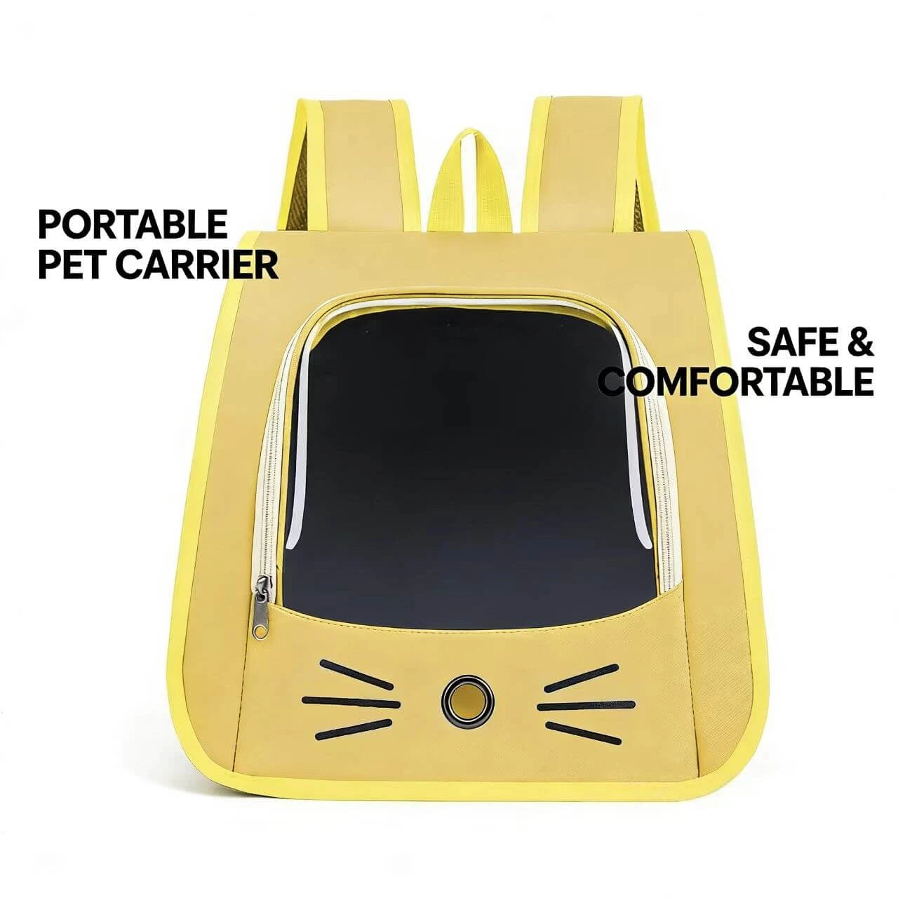 Travel Cat Backpack - Transparent Window, Lightweight, Yellow
