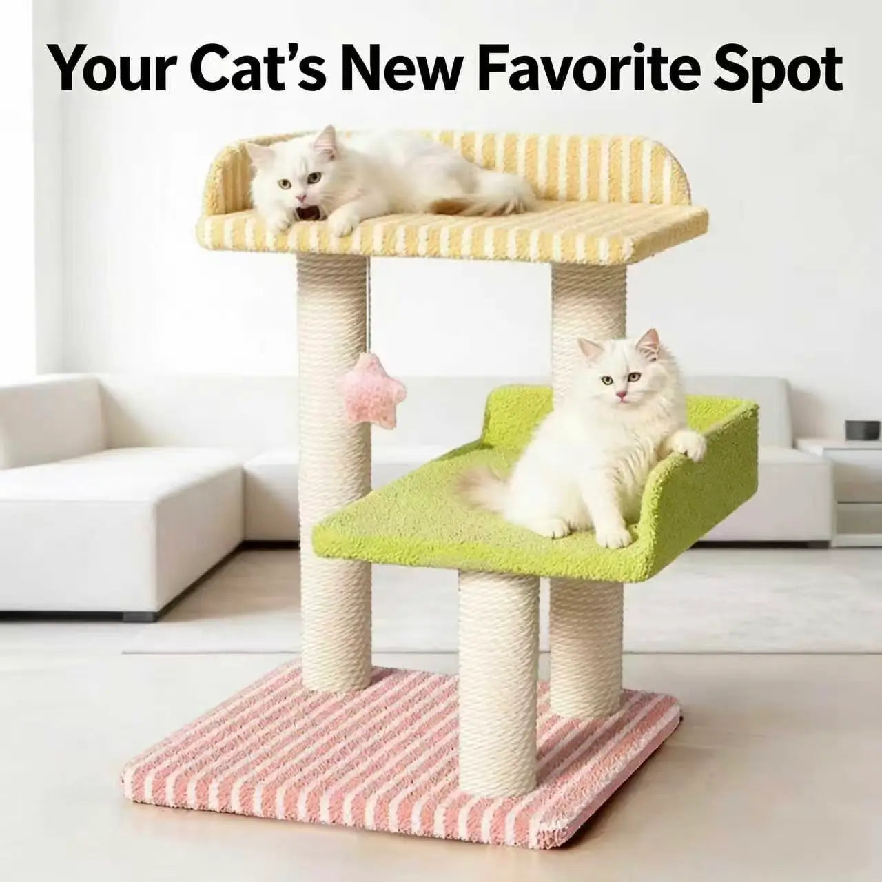 Multi-Functional Cat Tree: Scratching Posts, Multi-Level Design (Candy Color)