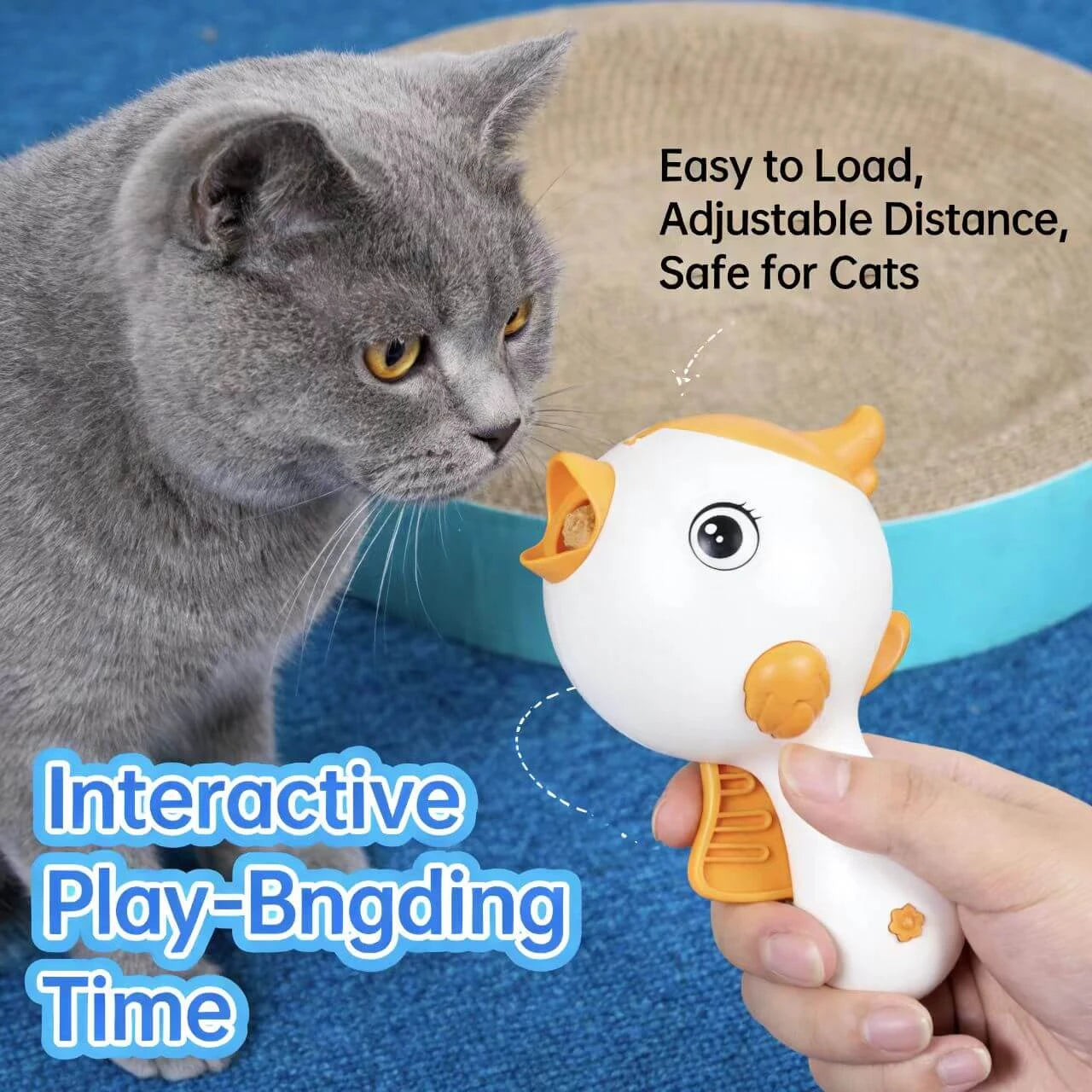 Silicone Cat Chew Toy - Seahorse Design, Teeth Cleaner, White & Orange