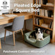 Scandinavian-Study Pet Bed for Dogs - Square, Mint, Pleated Edge, Patchwork Cushion, Minimalist Style