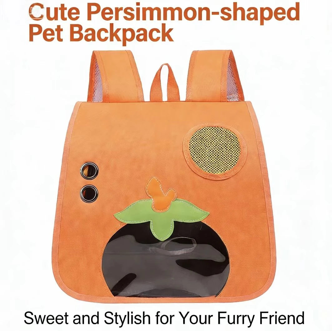 Lightweight Cat & Dog Backpack - Airy Mesh, Fun Print, Orange