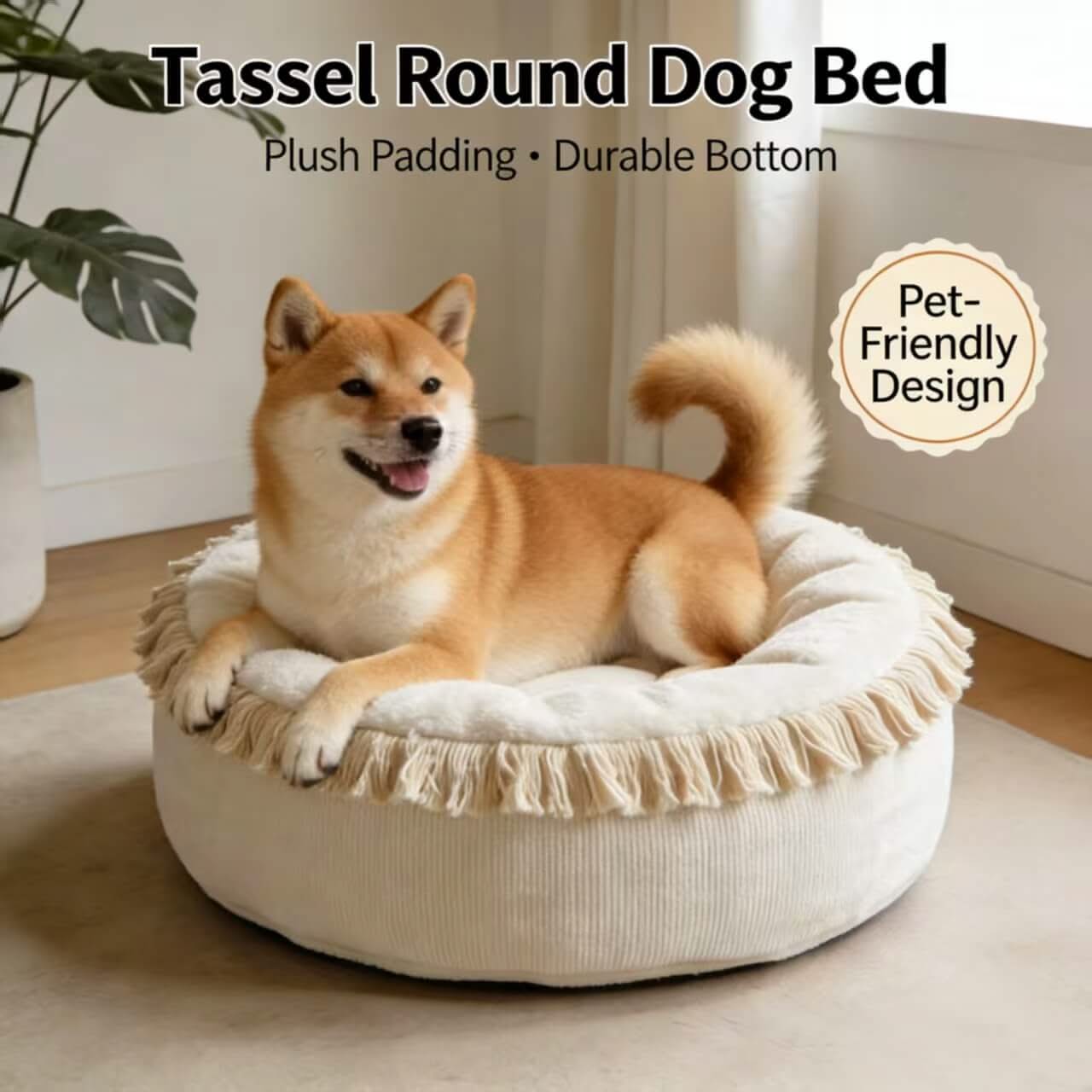 Quilted Dog Bed , Velvet Fabric Diamond Stitch Grey for Small-Medium Dogs