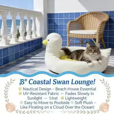 Duck-Shaped Cat Bed: Cozy Rest, Plush Surface, Cute Design (White-Yellow)