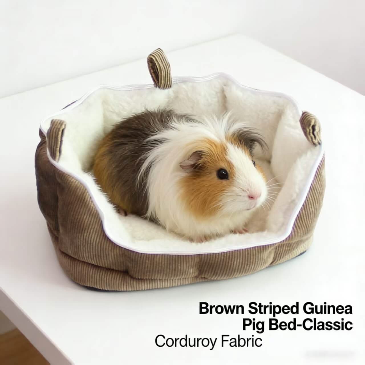 Classic Brown Striped Guinea Pig Bed: Corduroy Fabric for Guinea Pigs
