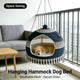 Dog Bed, Hanging Hammock Type, Navy, Breathable Mesh, Secure Chain, Space-Saving Nest