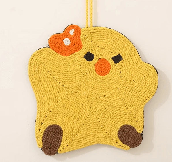Rope Cat Scratcher, Hanging Duck Shape, Yellow/Brown, Cat Scratching Toy