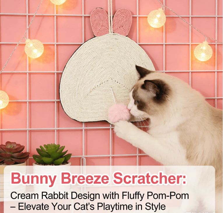 Rope Cat Scratcher, Hanging Bunny Shape, Beige/Pink, Cat Scratching Toy