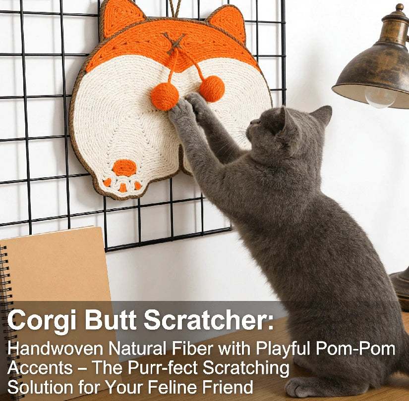 Corgi-Shaped Cat Scratcher, Rope Material, Hanging Design, Play Toy for Cats