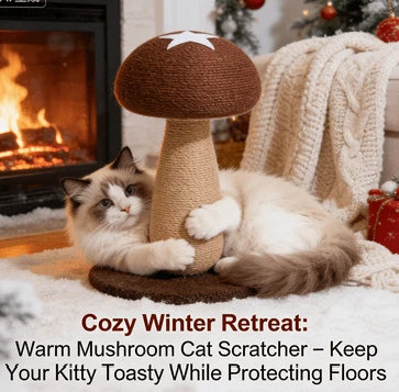 Cat Scratcher, Mushroom Design, Rope, Brown/Beige, Star, Cat Scratching Tool