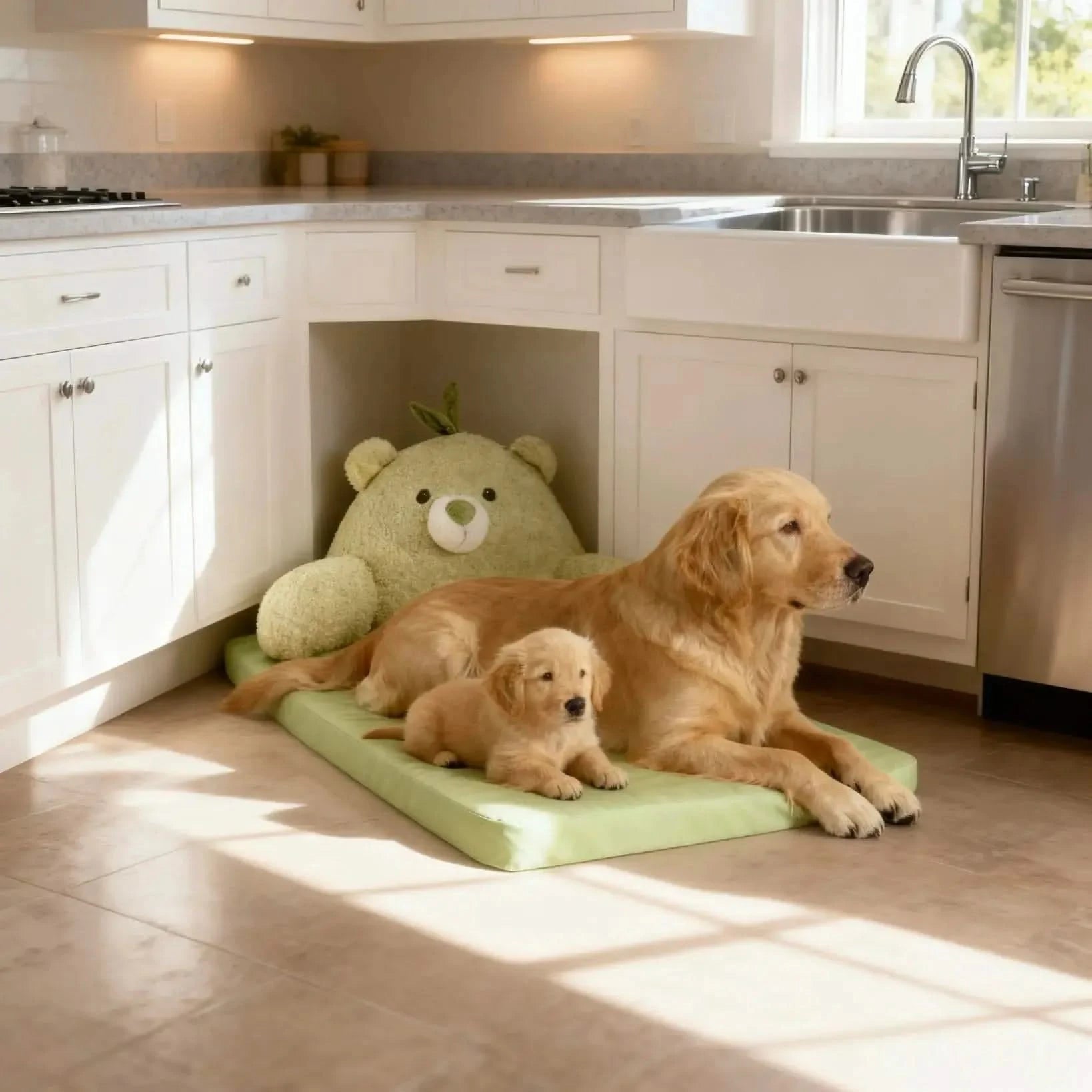 Avocado Sofa Dog Bed for Small Dogs, Cute Pet Bed Round Washable Plush Bed.