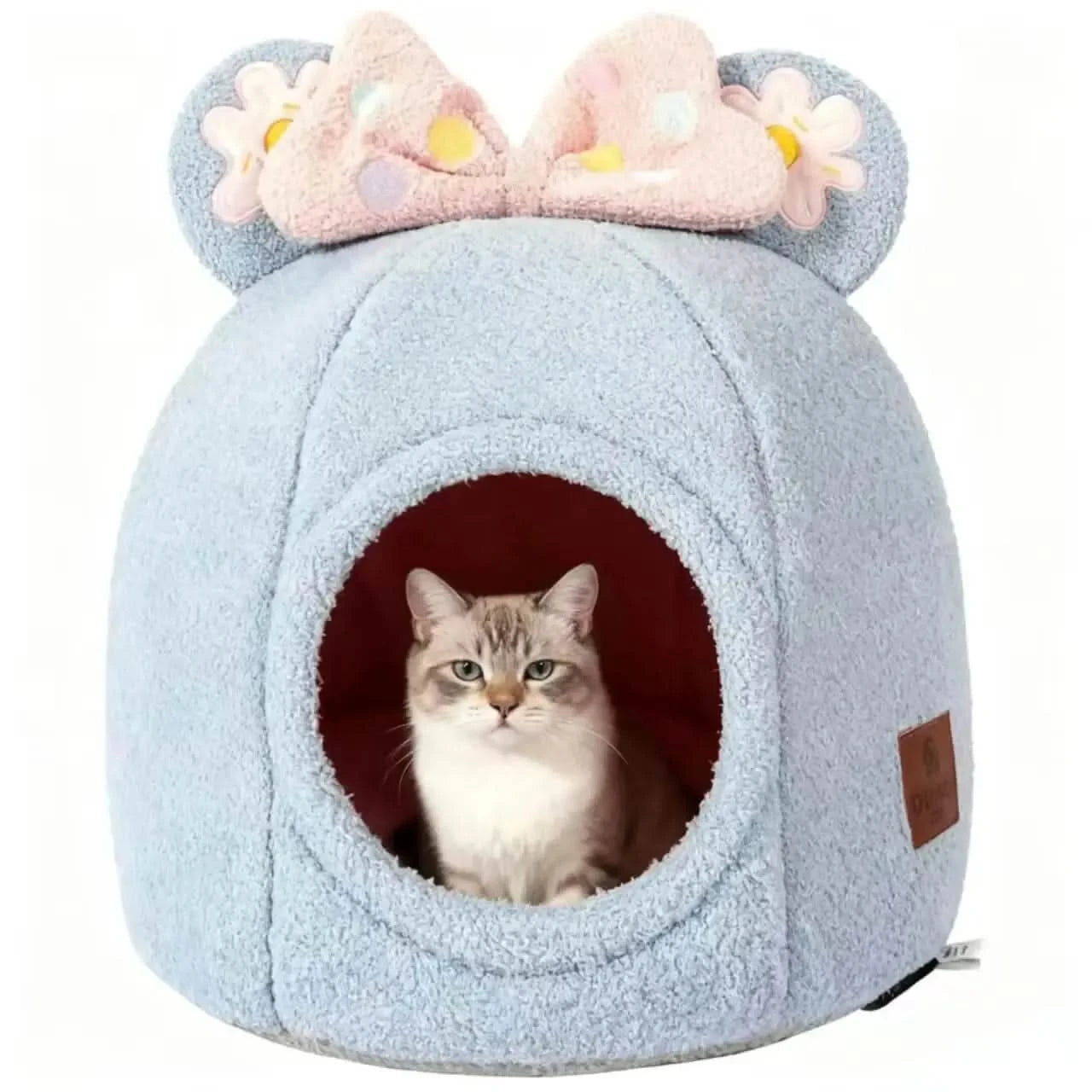 Winter Warm Enclosed Plush Teardrop Shape Pet Nest Hygiene Maintenance