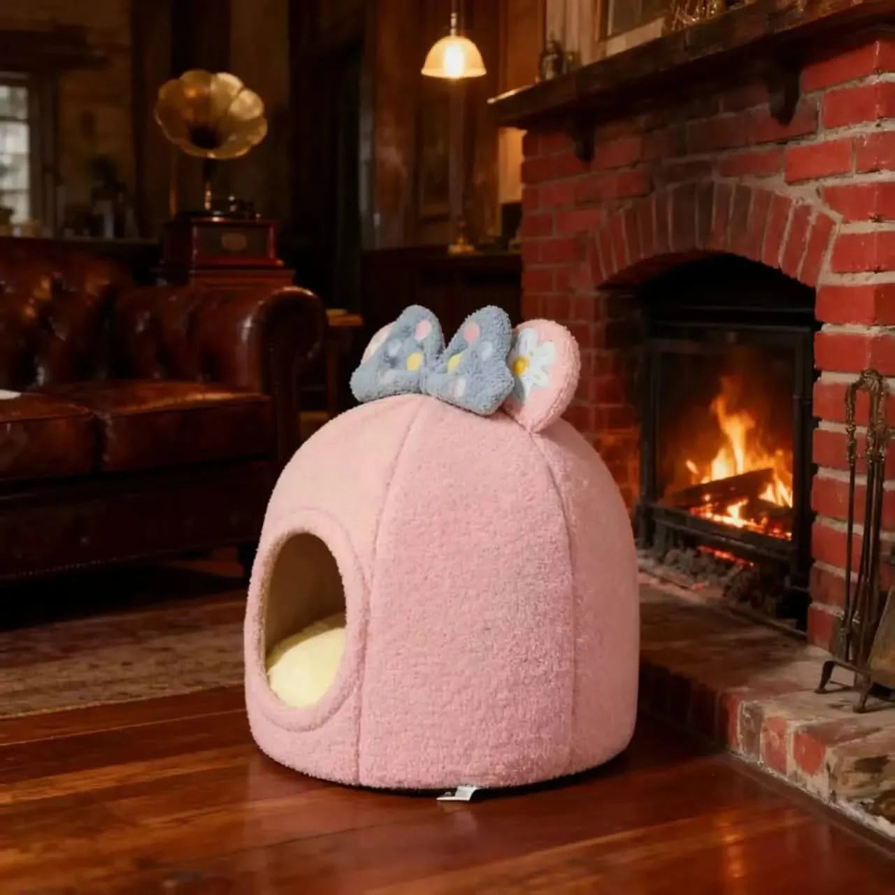 Winter Warm Enclosed Plush Teardrop Shape Pet Nest Hygiene Maintenance