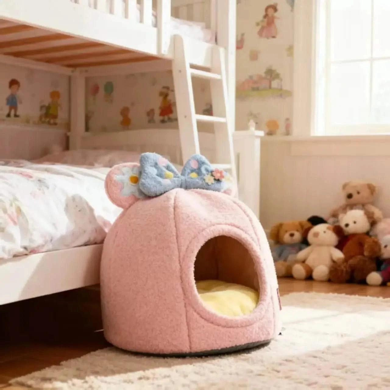 Winter Warm Enclosed Plush Teardrop Shape Pet Nest Hygiene Maintenance