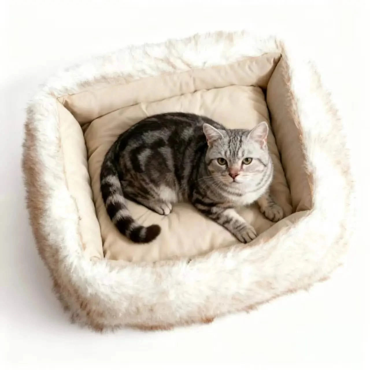 Square Pet Bed Plush Pet Bed Winter Thickened Pad House for Pet Bed Pet Sofa for Pet Sleeping Bed Sofa Removable Mat.