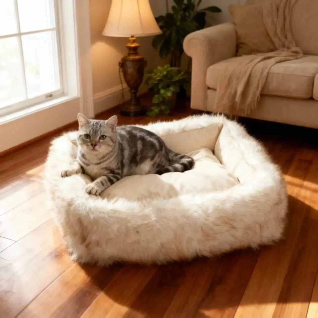 Square Pet Bed Plush Pet Bed Winter Thickened Pad House for Pet Bed Pet Sofa for Pet Sleeping Bed Sofa Removable Mat.