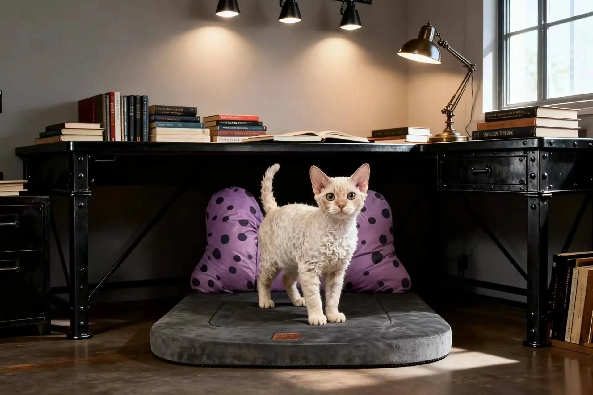 Cute Pet Bowknot Bed with Polka Dot Design - Plush Comfort Sleeping Mat for Pets Soft Supportive Cushion Bed with Removable Decorative Pillow.