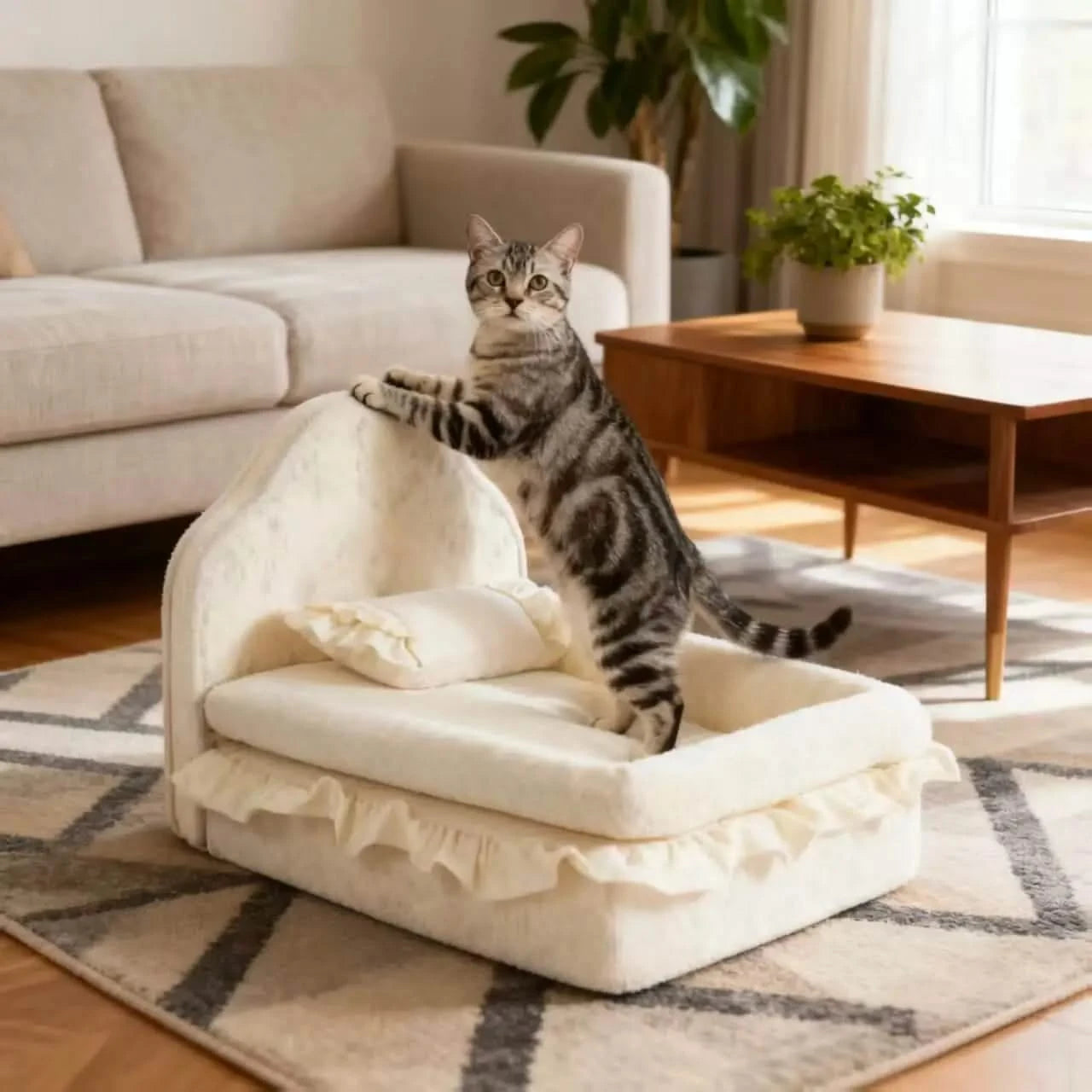 Easy Clean & Maintenance:The bed's easy-clean material makes upkeep a breeze, keeping your pet's space hygienic.