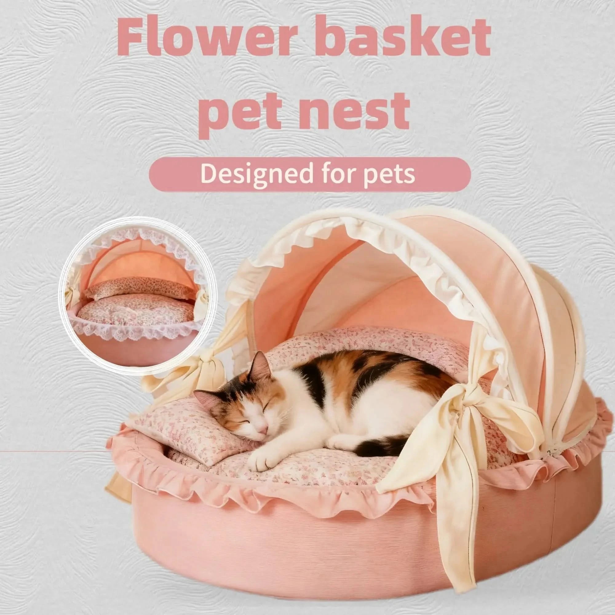 New Season Pet Bed Princess Style Washable Dog Basket House Removable Cushion.