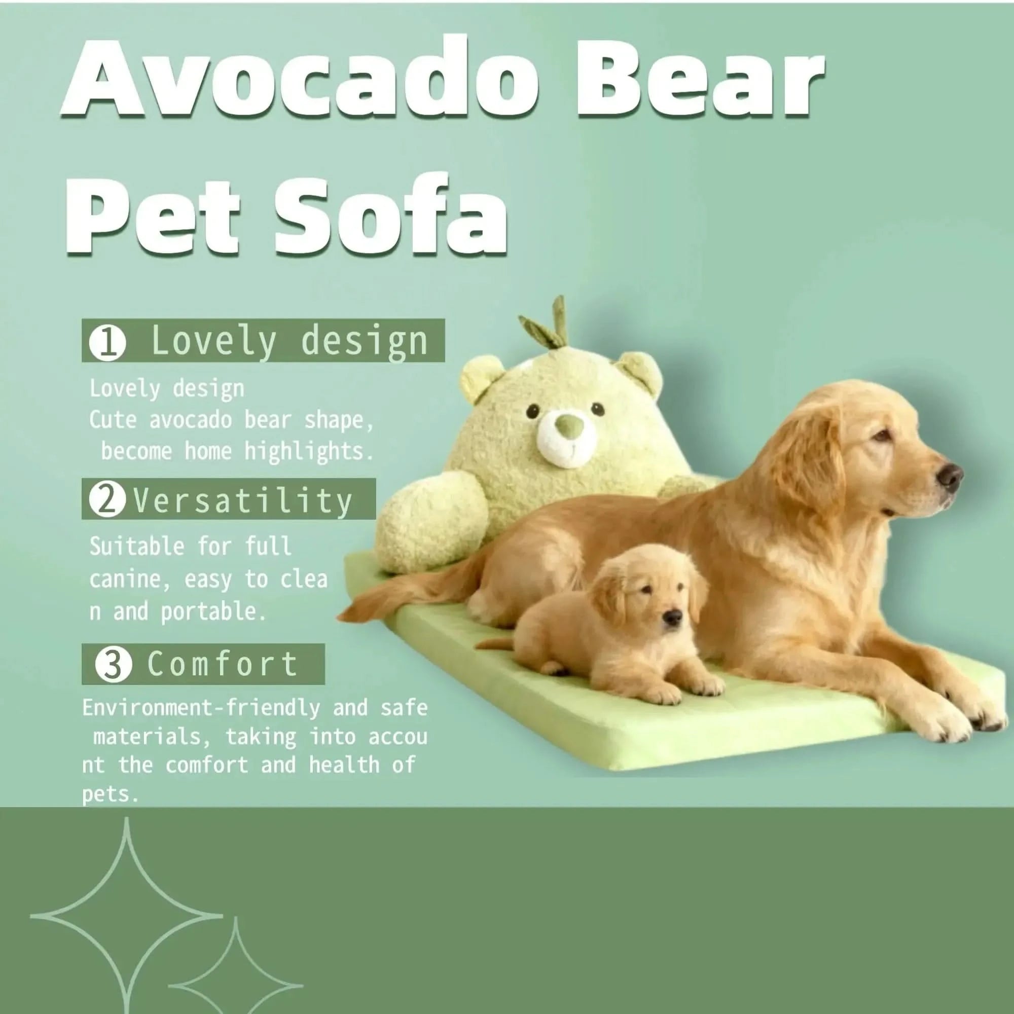 Avocado Sofa Dog Bed for Small Dogs, Cute Pet Bed Round Washable Plush Bed.