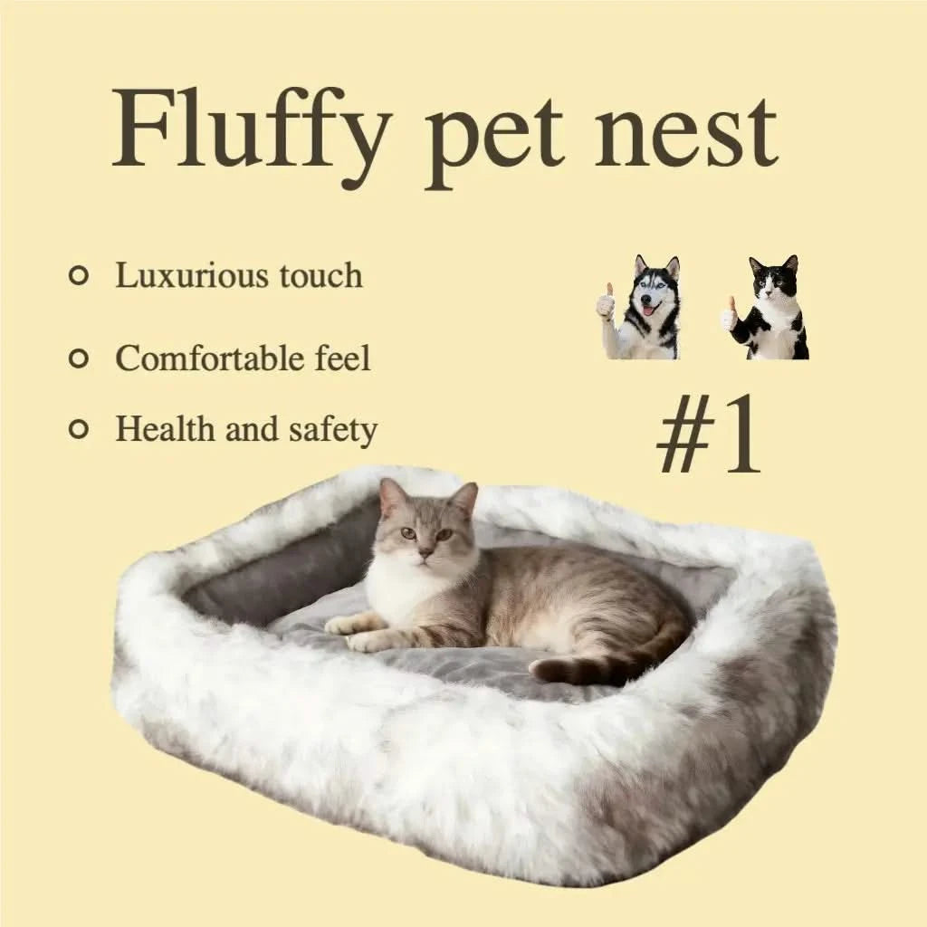 Square Pet Bed Plush Pet Bed Winter Thickened Pad House for Pet Bed Pet Sofa for Pet Sleeping Bed Sofa Removable Mat.