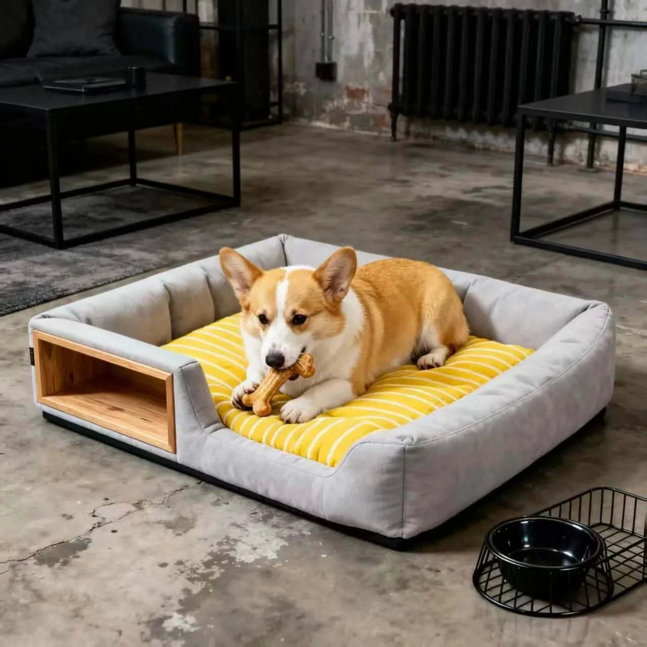 Handmade Dog Pet Bed, Plush Cushion,  Square Design, Customizable