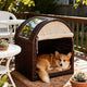 Dog Bed, Rattan Cave Shape, Woven Material, Brown/White, Outdoor Safe, All-Season