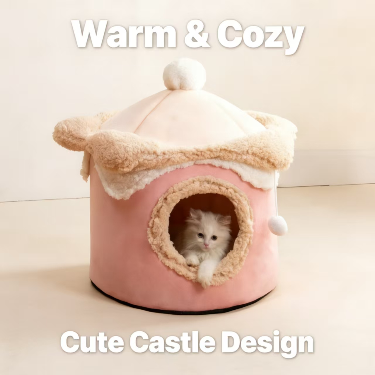 Warm Ice Cream House Pet Bed: Cozy Princess Nest for Cats & Dogs