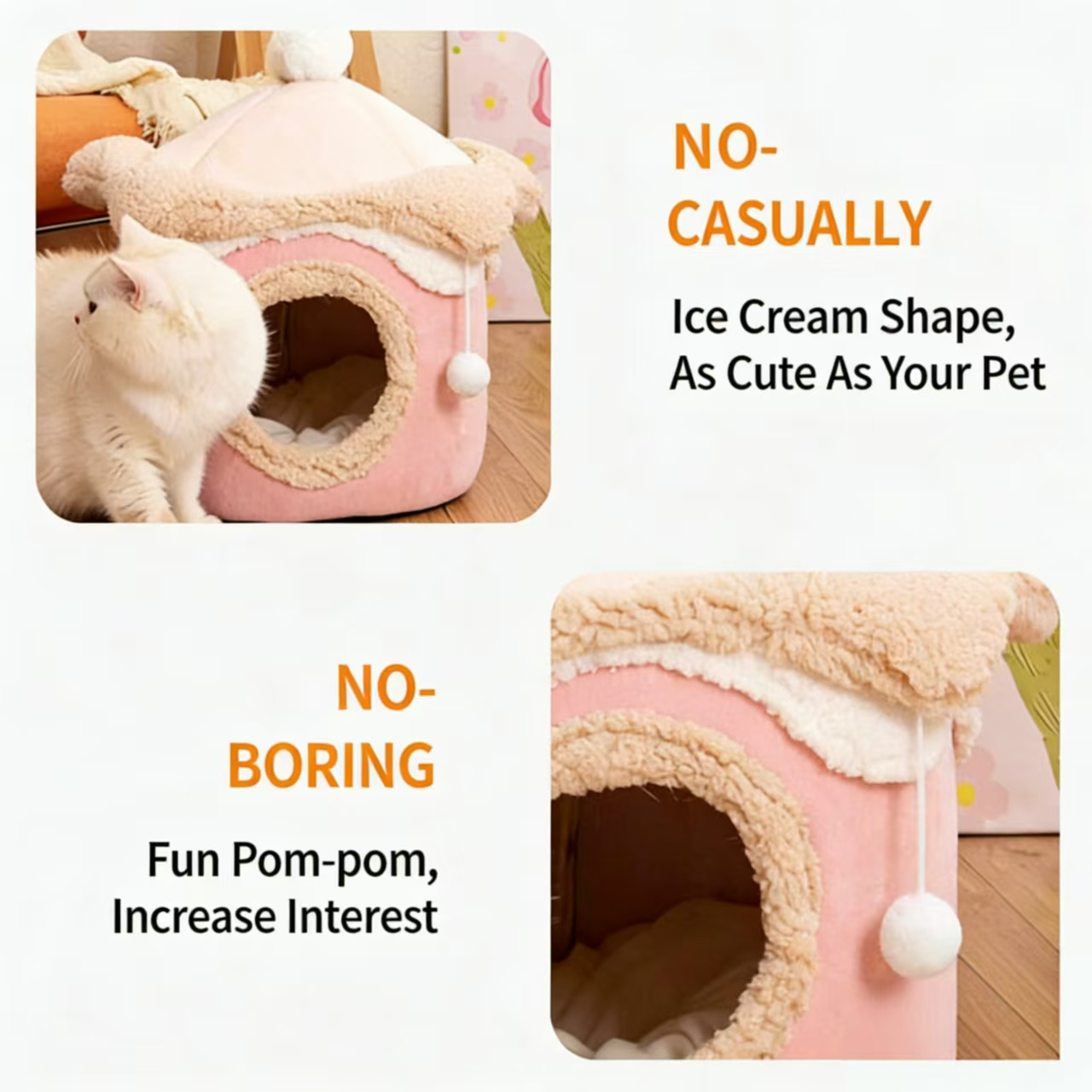 Warm Ice Cream House Pet Bed: Cozy Princess Nest for Cats & Dogs