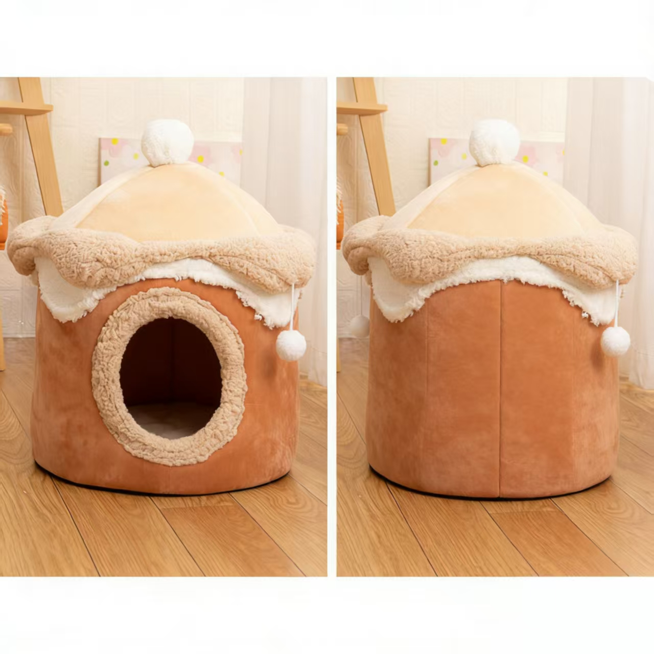 Warm Ice Cream House Pet Bed: Cozy Princess Nest for Cats & Dogs