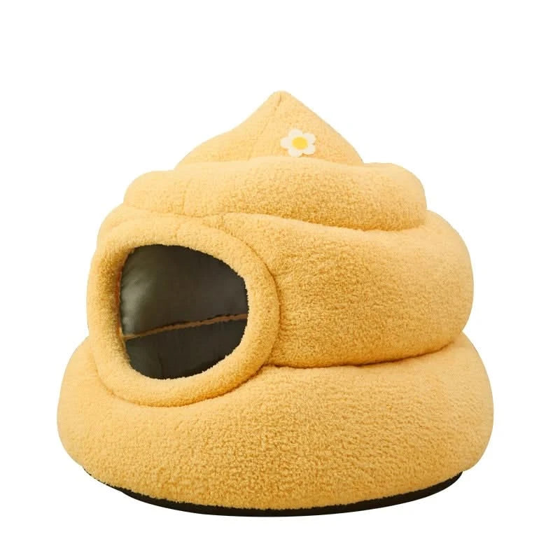 Fun Cat Bed, Poop Shape, Soft Plush, Beige, Viral Social Media, Undisturbed Rest