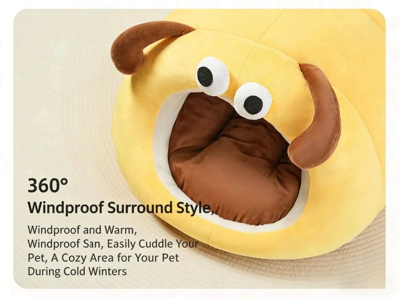 Cat Bed, Bee Shape, Soft Plush, Yellow/Brown, Fluffy Accents, Playful Nest