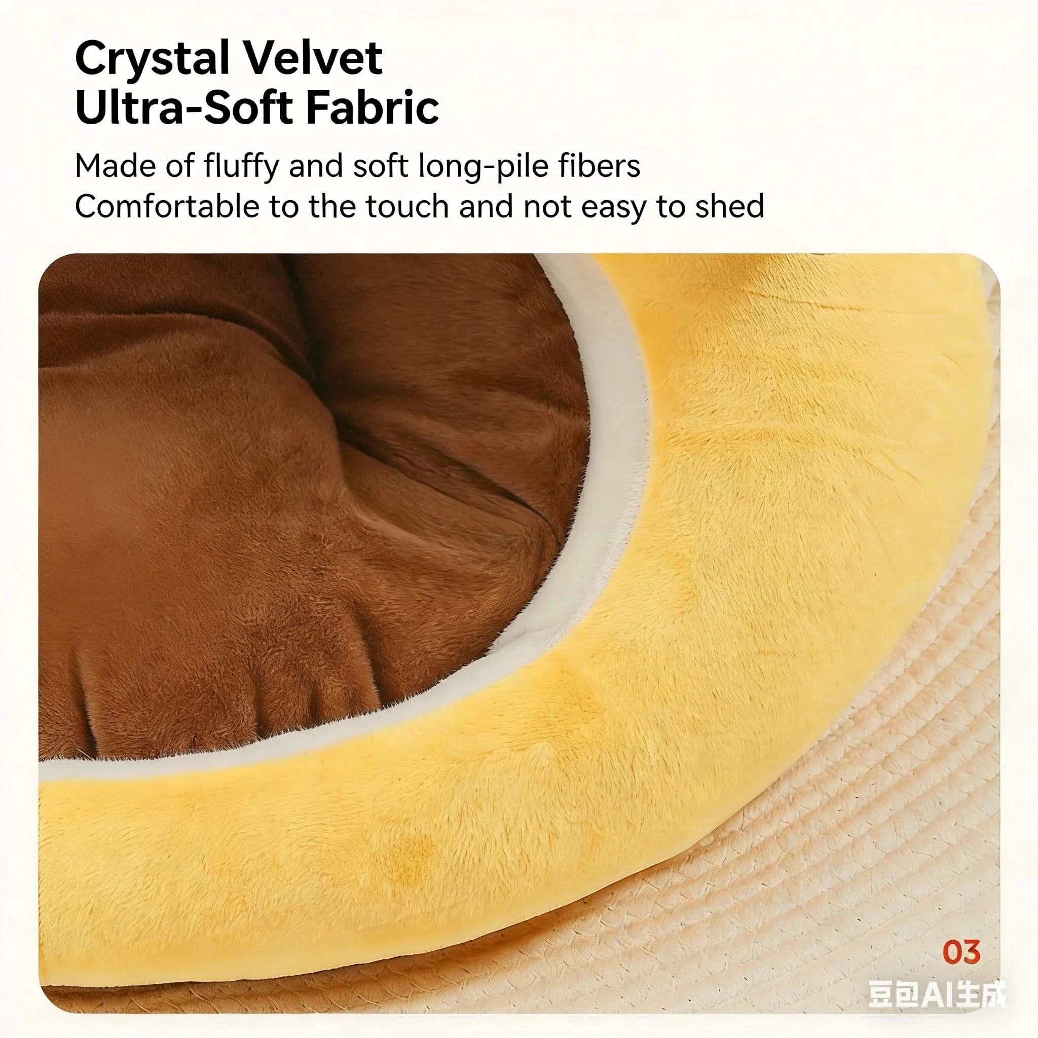 Cat Bed, Bee Shape, Soft Plush, Yellow/Brown, Fluffy Accents, Playful Nest