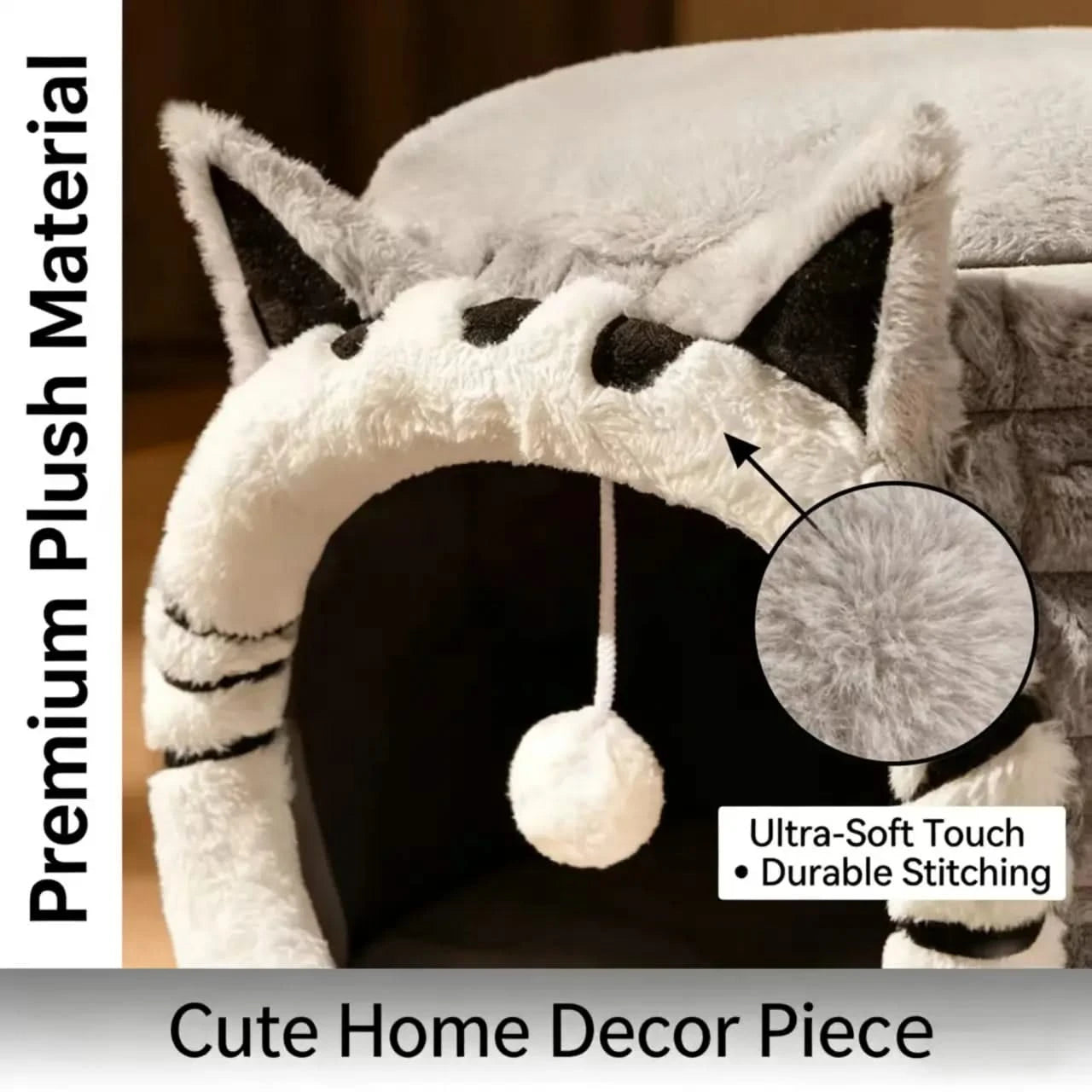 Cozy Enclosed Winter Cat Bed House - Warm Pet Nest for Kittens