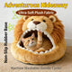 Cozy Cat Bed, Lion Head Cave Design, Soft Plush, Beige with Mane, Premium Material
