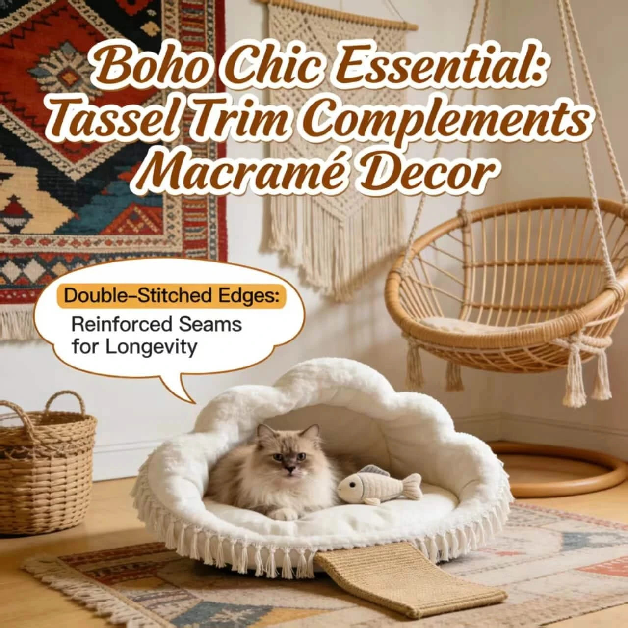 Cat Bed, Cloud Design, Memory Foam, White, Pressure Point Relief, All-Season