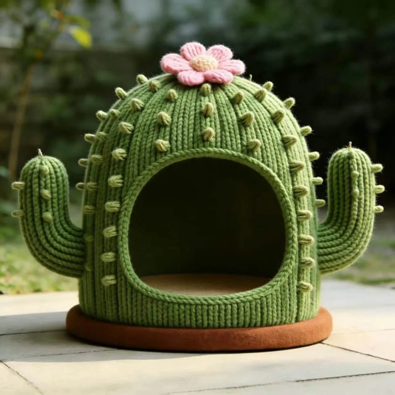 Stylish Cat Bed, Cactus Design Cave,  Green, Machine Washable, Statement Piece
