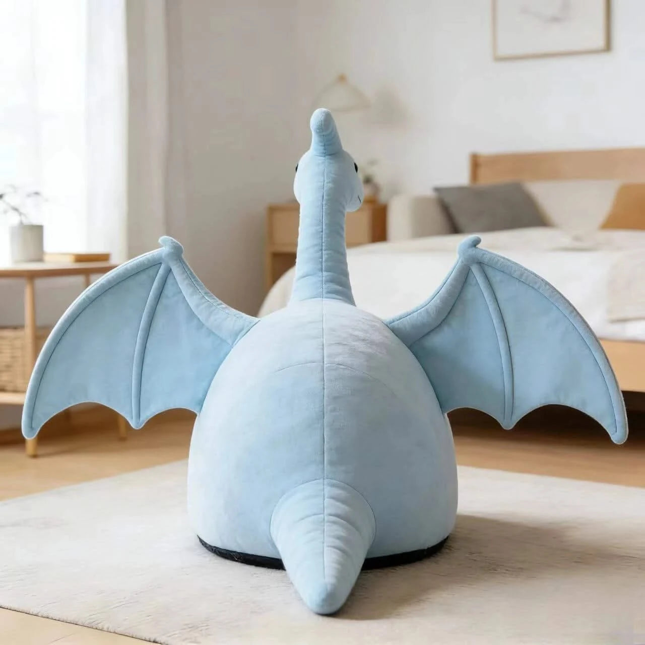 Stylish Cat Bed, Aqua Dragon Nest Design, Reinforced Wings, Blue Fabric, All-Season