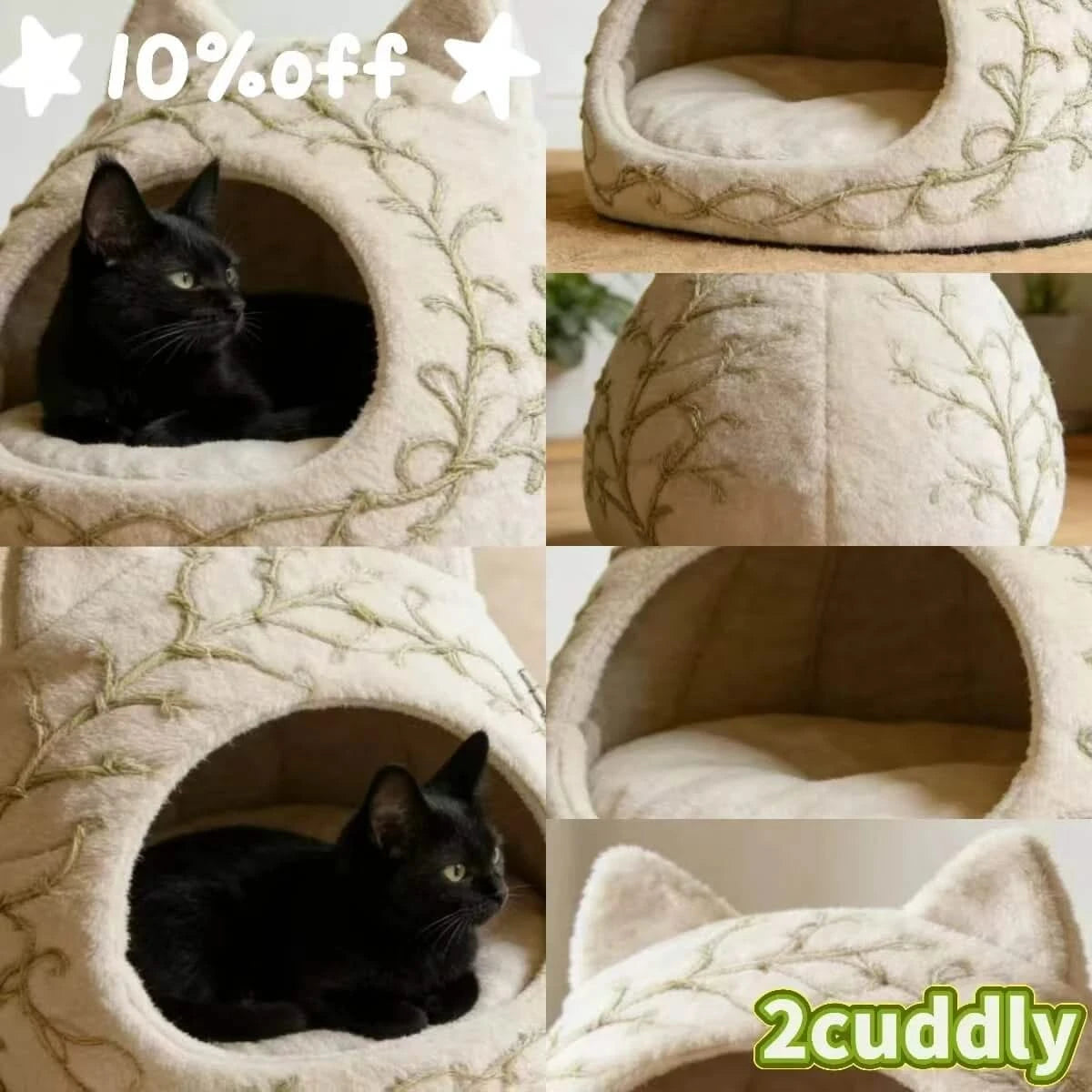 Soft Cat Bed, Cat-Shaped Design, Plush Material,Warm Hideaway, Premium Comfort