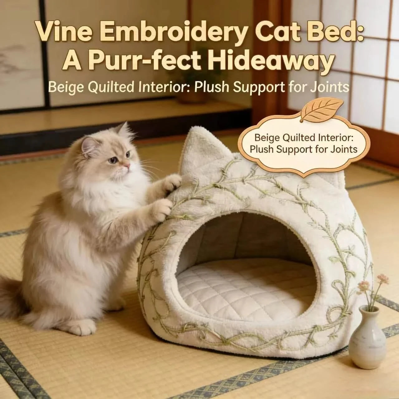 Soft Cat Bed, Cat-Shaped Design, Plush Material,Warm Hideaway, Premium Comfort