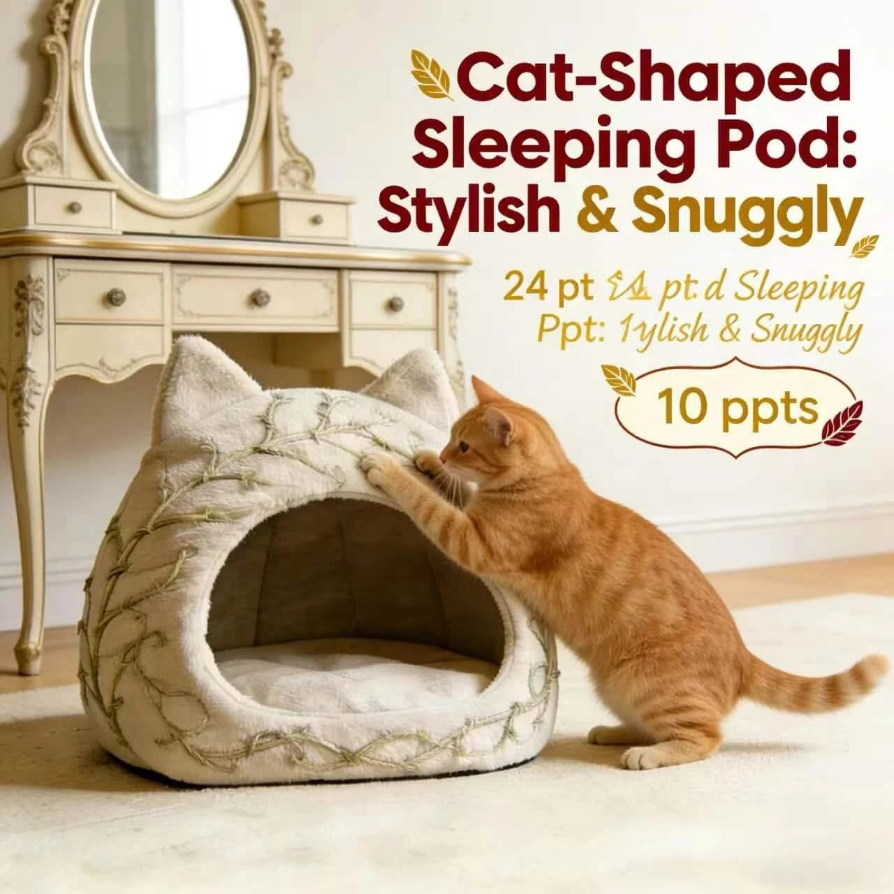 Soft Cat Bed, Cat-Shaped Design, Plush Material,Warm Hideaway, Premium Comfort