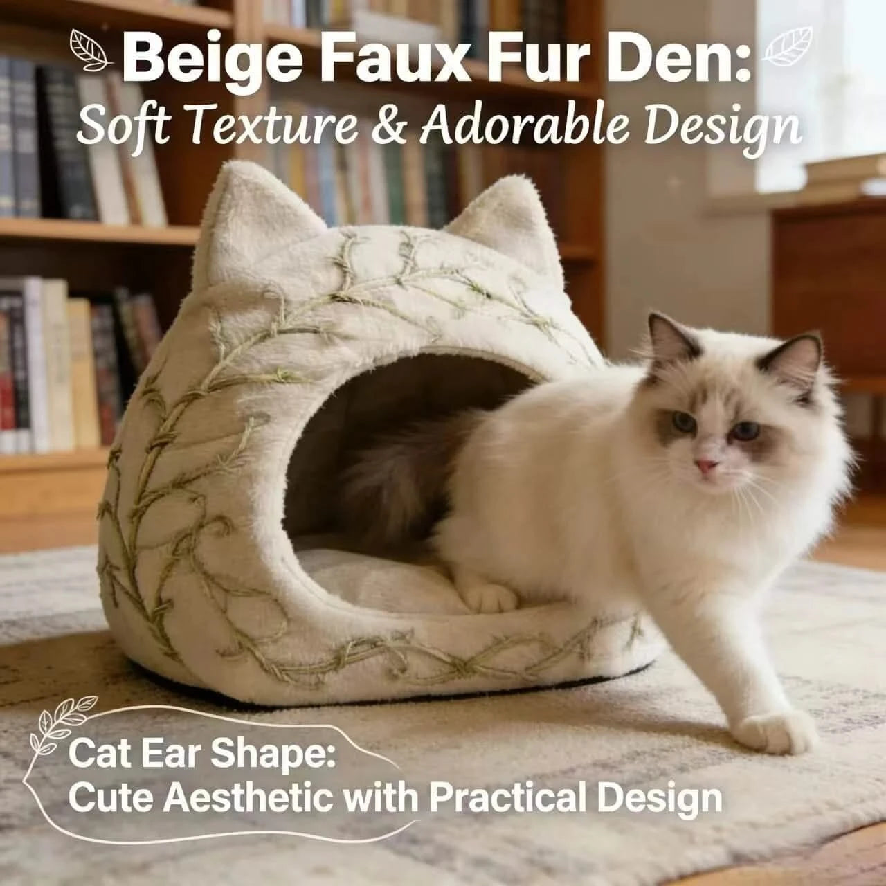 Soft Cat Bed, Cat-Shaped Design, Plush Material,Warm Hideaway, Premium Comfort