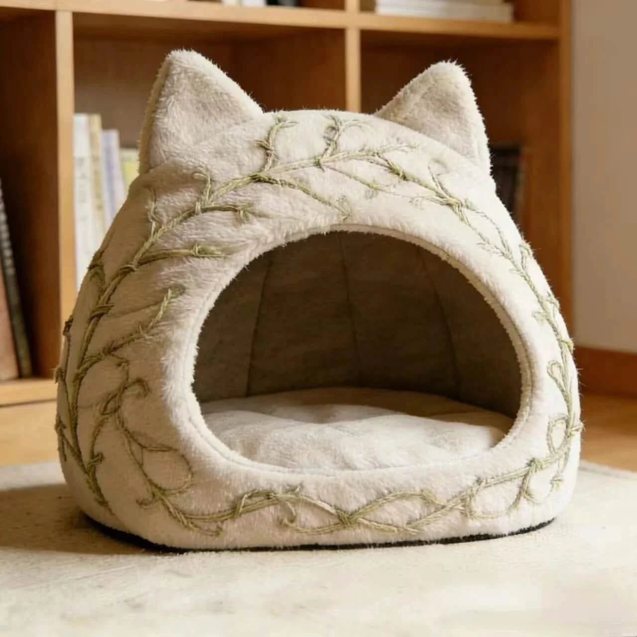 Soft Cat Bed, Cat-Shaped Design, Plush Material,Warm Hideaway, Premium Comfort
